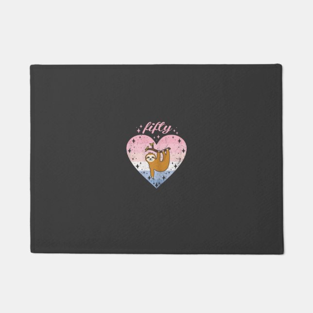 Paillasson Fille de 50 ans anniversaire de paresseux mignon 5 (Devant)