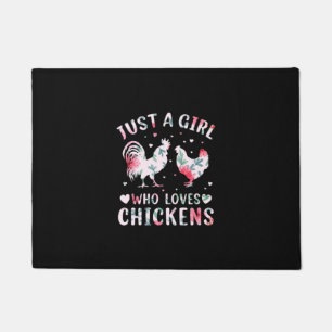 Paillasson Fille de l'art de poulet qui aime les poulets