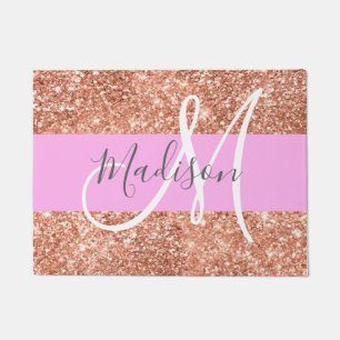 Paillasson Fille Glam Peach Gold Parties scintillant Nom du m