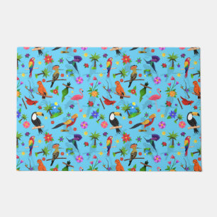 Paillasson Flamant rose Toucan Et Arara Motif Oiseaux Sans Me