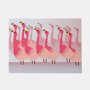 Paillasson Flamboyance des Flamants roses Coral Pink Bleu cla