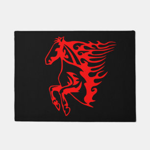 Paillasson Flamme feu rouge Bronco Mustang Cheval sauvage