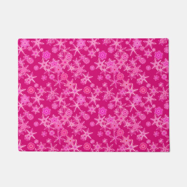Paillasson Flèche De Neige Géométrique Moderne, Rose Fuchsia  (Devant)