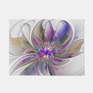 Paillasson Fleur d'art fractal abstrait énergique et coloré