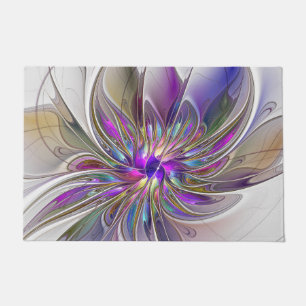 Paillasson Fleur d'art fractal abstrait énergique et coloré