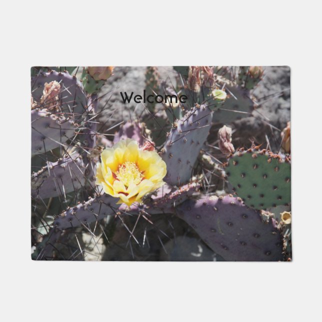 Paillasson Fleur de cactus jaune au printemps (Devant)