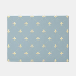 Paillasson Fleur de Lis Bleu Dusky Or 18x24