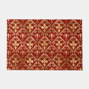 Paillasson Fleur de lis motif luxe rouge