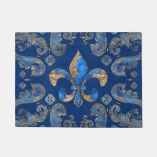 Paillasson Fleur de lis ornement de luxe - marbre bleu