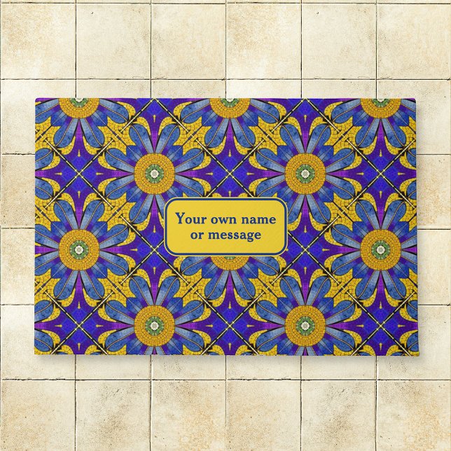 Paillasson Fleur de soleil bleu et jaune de Provence - Mosaïq (Créateur téléchargé)