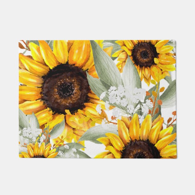 Paillasson Fleur de tournesol Jaune Floral Rustique Automne F (Devant)
