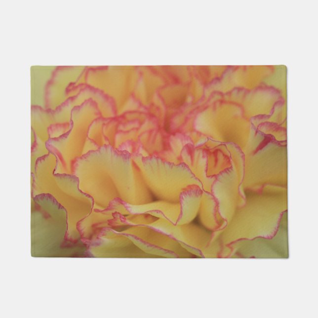 Paillasson Fleur d'oeillet rose et jaune coloré (Devant)