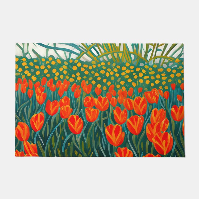 Paillasson Fleur du champ de tulipes orange (Devant)