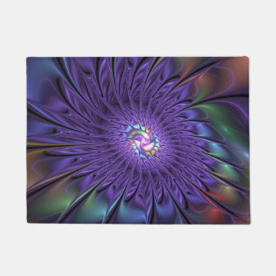 Paillasson Fleur fractale Abstraite moderne et colorée tendan