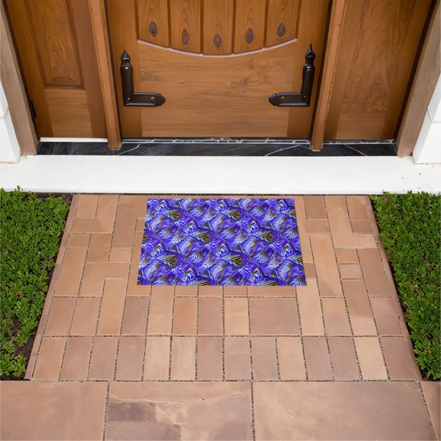 Paillasson Fleur Iris Violet / Esthétique / Carrelé / (De plein air)