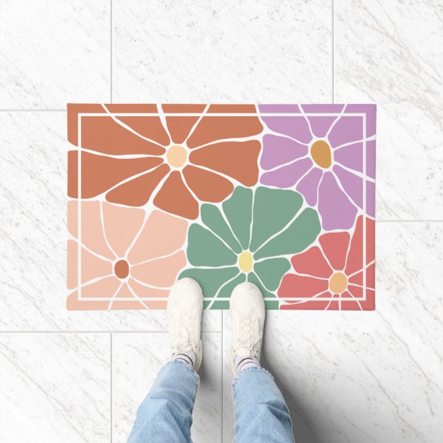 Paillasson Fleur Rétro Boho  (Intérieur)