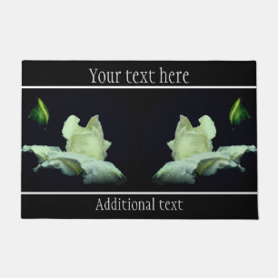 Paillasson Fleur Rosebud Blanc Pesonalisé