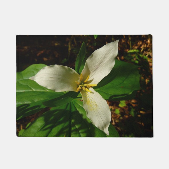 Paillasson Fleur sauvage de printemps blanc Trillium Flower (Devant)
