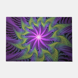 Paillasson Fleuron vert violet Art Abstrait fractal moderne