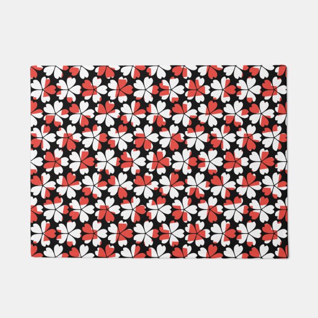 Paillasson Fleurs blanches rouges mignons motif (Devant)