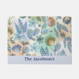 Paillasson Fleurs botaniques Fleurs sauvages bleu doux