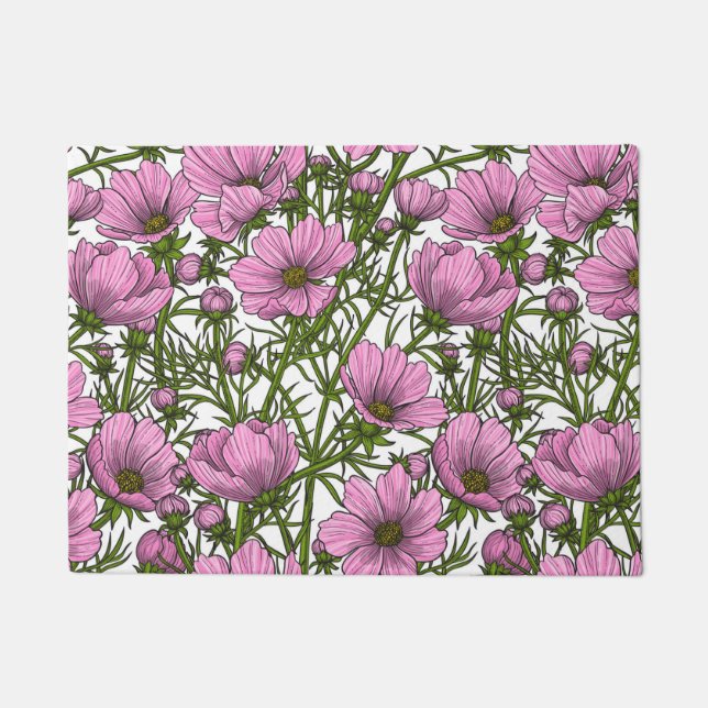 Paillasson Fleurs Cosmos roses (Devant)