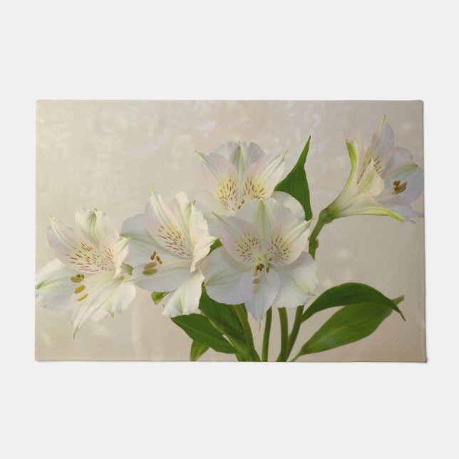 Paillasson Fleurs d'Alstomeria Blanche (Devant)