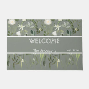 Paillasson Fleurs de champ personnalisées Gris Motif Floral m