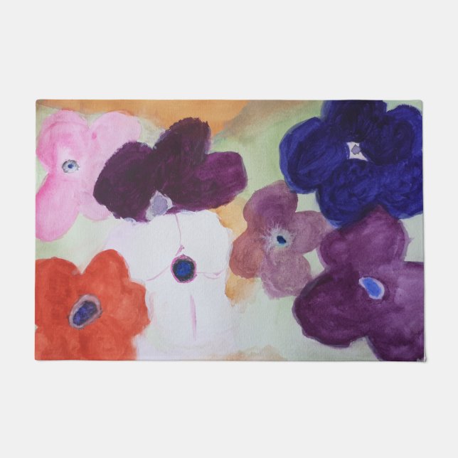 Paillasson Fleurs de printemps de l'anémone Mat de porte (Devant)