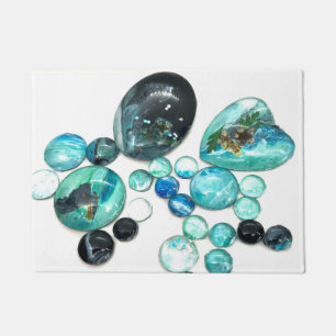 Paillasson Fleurs de verre de mer et bling
