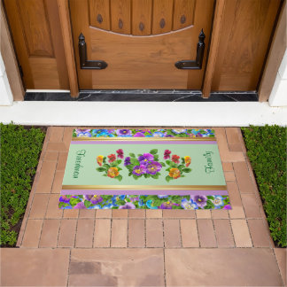 Paillasson Fleurs de violette pansy personnalisées Cottage fl