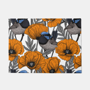 Paillasson Fleurs et fleurs de pavot orange 2