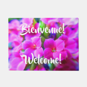 Paillasson Fleurs lumineuses français-anglais bienvenues de