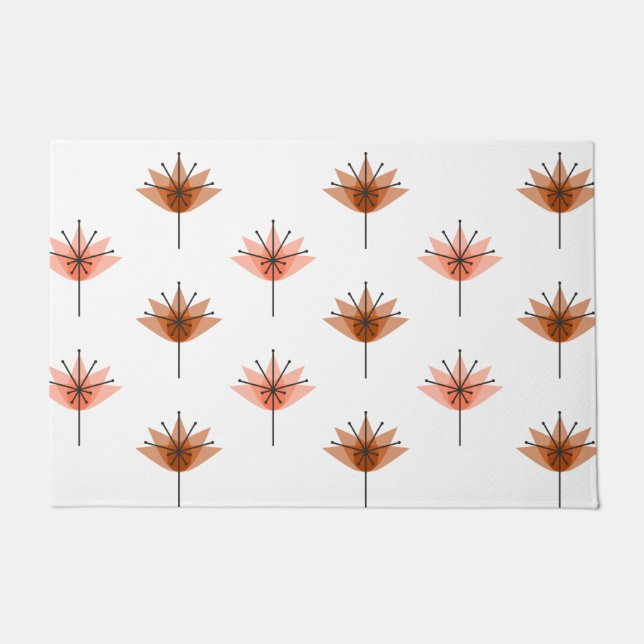 Paillasson Fleurs modernes du milieu du siècle Orange (Devant)