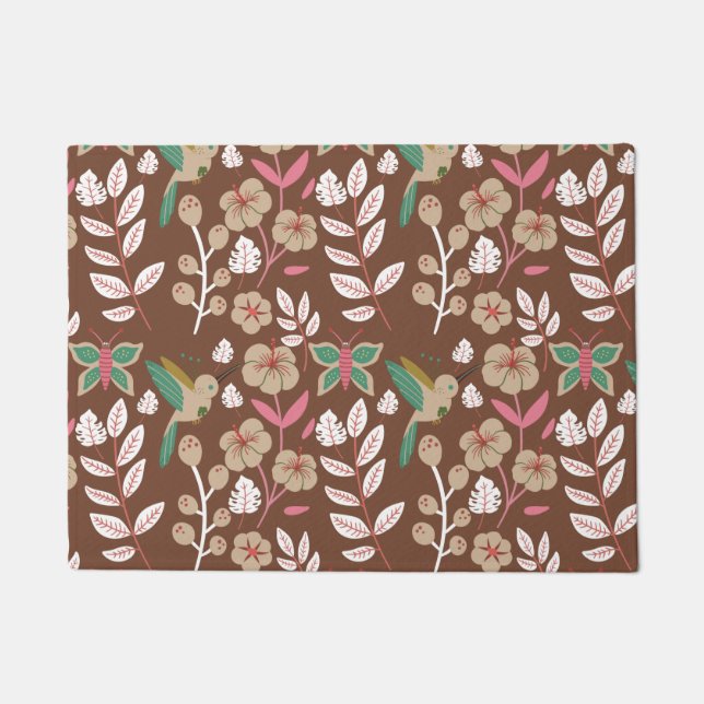 Paillasson Fleurs motifs florales sans soudure, feuilles, pap (Devant)