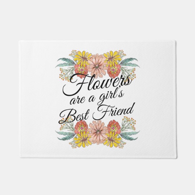 Paillasson Fleurs sont une fille meilleur ami - Zinnia Art (Devant)