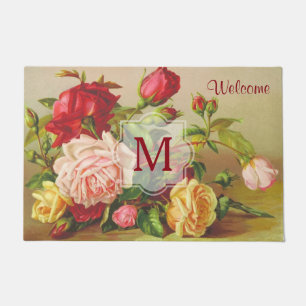 Paillasson Fleurs victoriennes vintages de bouquet de roses