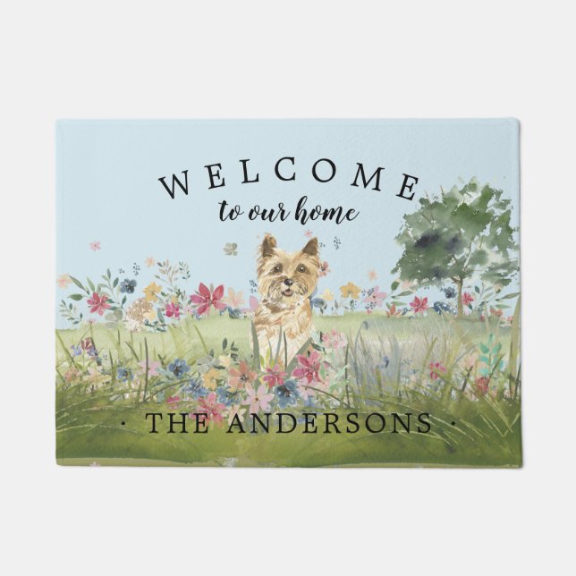 Paillasson Floral Field Cairn Terrier Dog Door Mat (Devant)