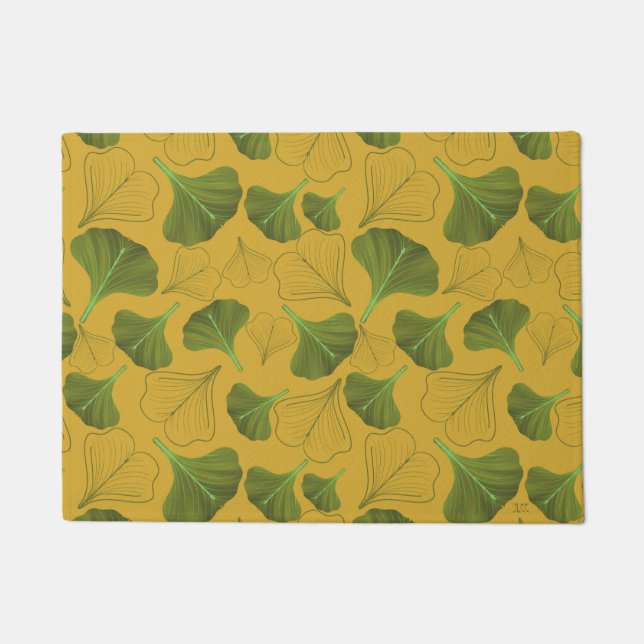 Paillasson Floral Ginkgo Motif jaune feuille (Devant)