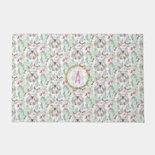 Paillasson Floral KOALA OURS Monogramme Filles Pièce à couche