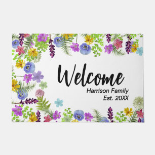 Paillasson Floral Nom De Famille Établi Année Cute Extérieur