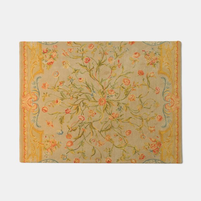 Paillasson Floral Savonnerie Rose Tulip Verdure  (Devant)