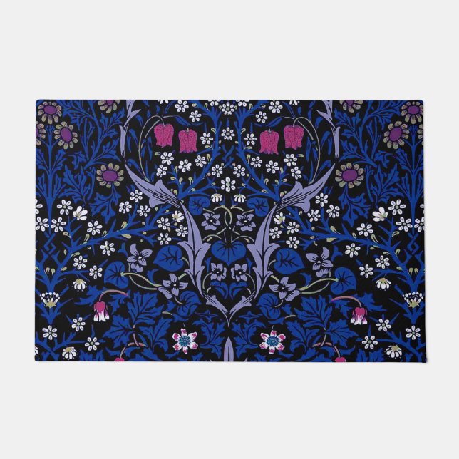 Paillasson Flore Vintage bleue, William Morris (Devant)