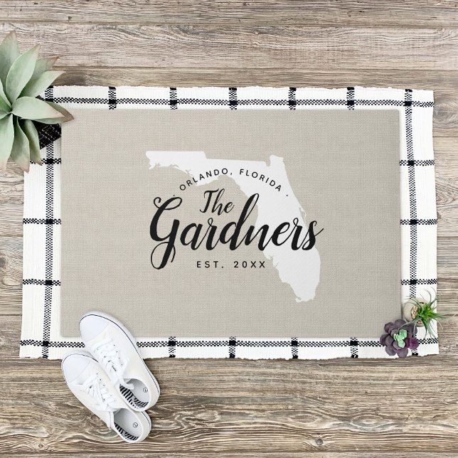 Paillasson Florida Famille Monogramme État Porte (Créateur téléchargé)