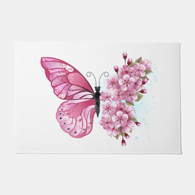 Paillasson Flower Butterfly with Pink Sakura (Devant)