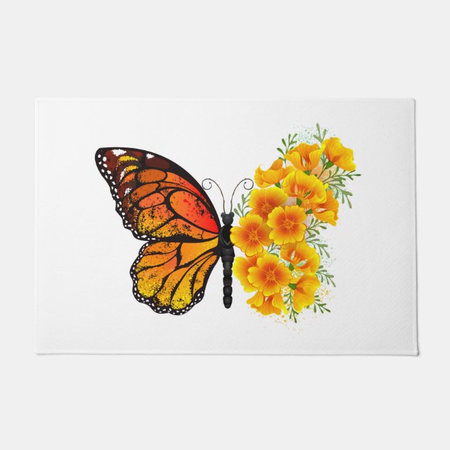 Paillasson Flower Butterfly with Yellow California Poppy (Devant)