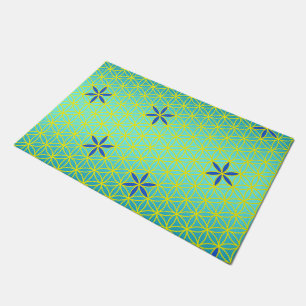 Paillasson Flower Of Life - timbre sans couture motif - cyan