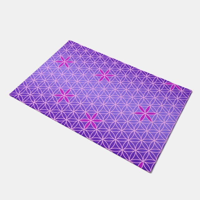 Paillasson Flower Of Life - timbre sans couture motif - viole (Incliné)