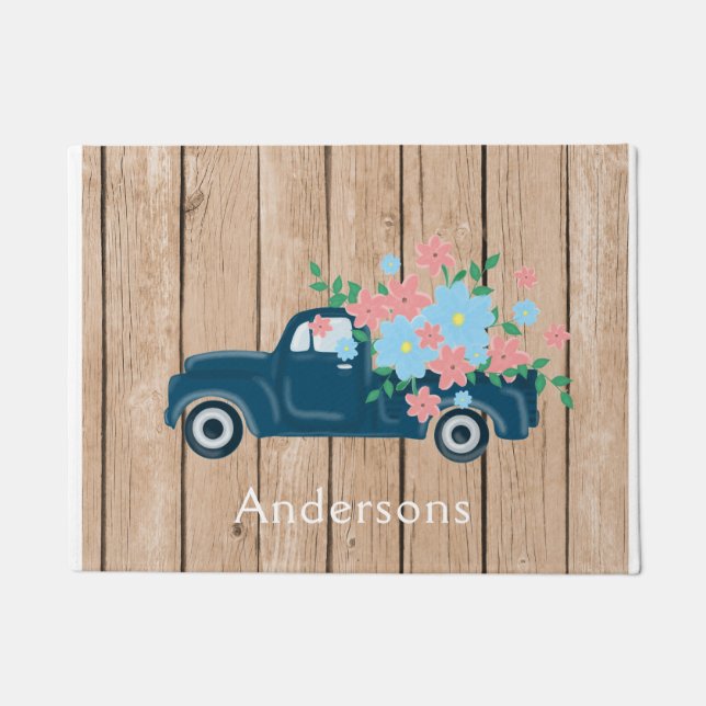 Paillasson Flowers In A Pickup Truck Personalized Doormat (Devant)