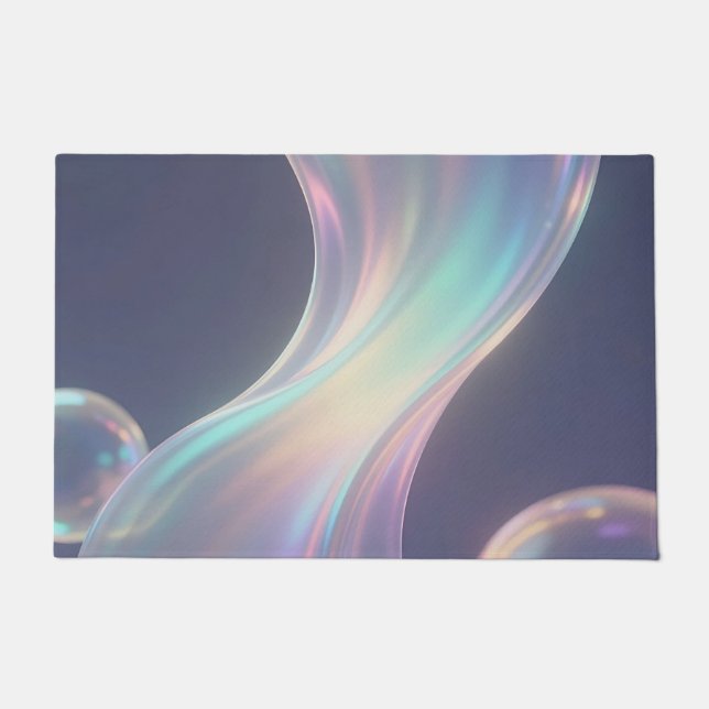 Paillasson Flux de bulles abstrait iridescent (Devant)